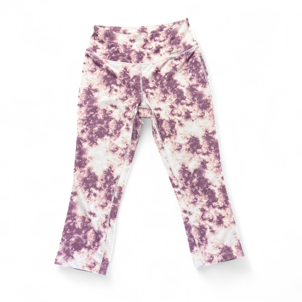 Eddie Bauer Purple and White Tie Dye Capri Leggings